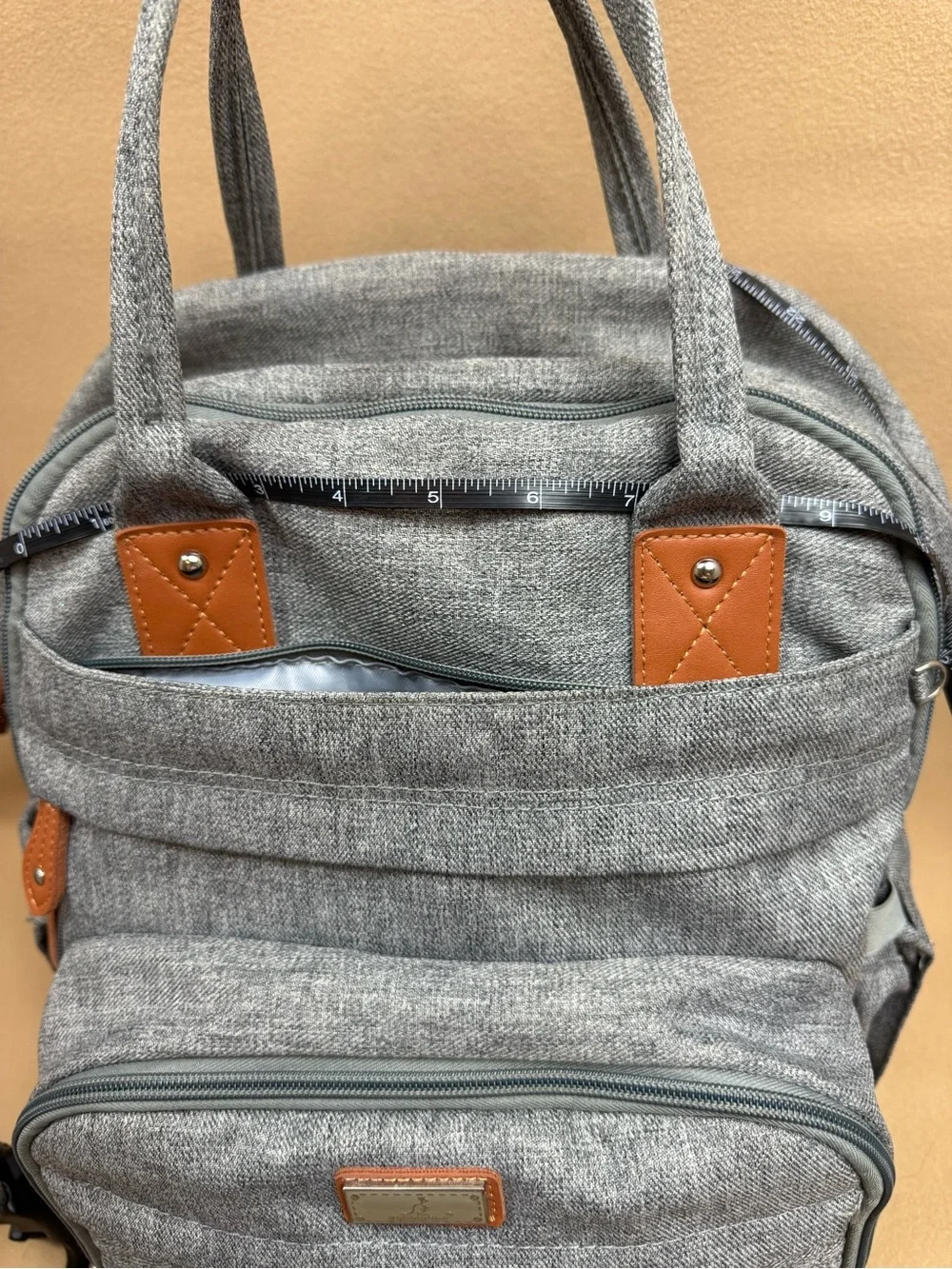 Gray Quilted Baby Diaper Backpack - Neutral Gray